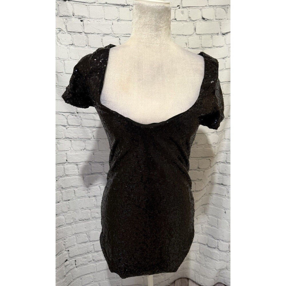 Rinko black sequined Mini Party cocktail dress Size Small